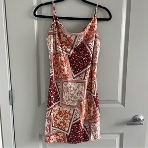 J for Justify Patchwork Dress in Red and Orange